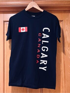 Calgary Canada Navy T‑Shirt with Canadian Flag